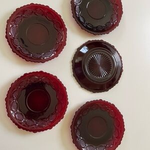 Avon Ruby Red Glass Bread and Butter Plates
